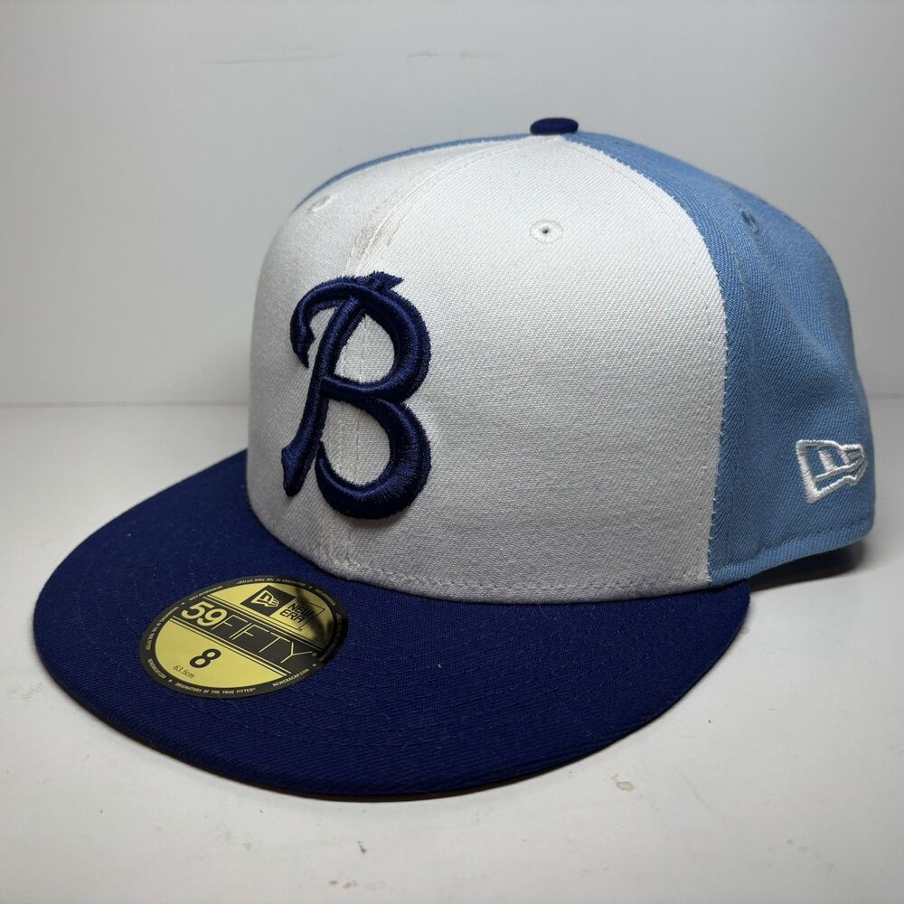 New Era 59FIFTY Buffalo Bisons Hat Size 8 Fitted MiLB Baseball Cap Blue White